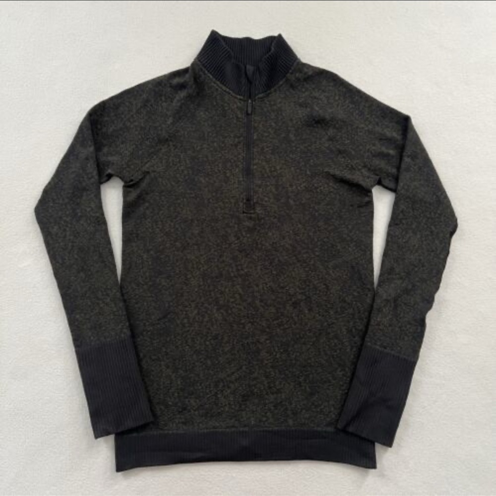 Lululemon Top Women's 2 Rest Less Black Armory Training Top 1/2 Zip Pullover XS